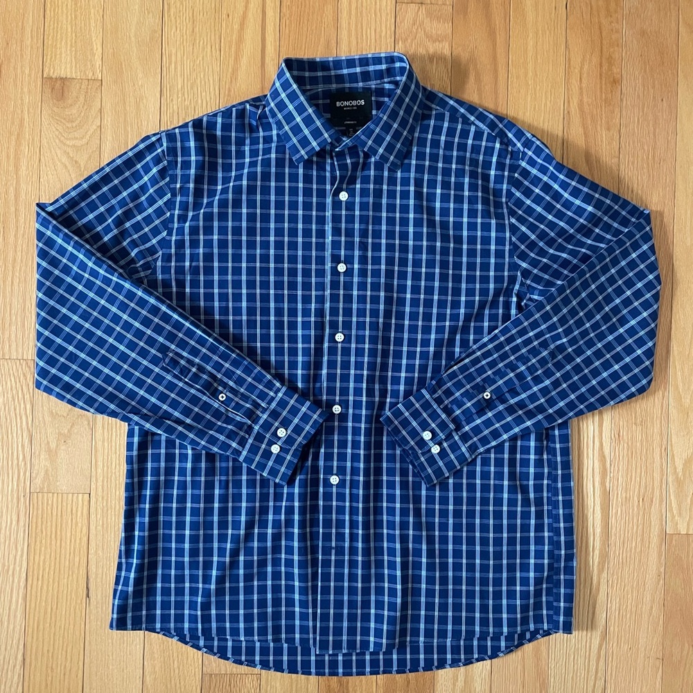 Bonobos Men's Navy Plaid Button-Down Shirt